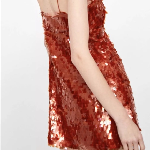 Zara Sequin A-Line Spaghetti Straps Party Dress - Picture 6 of 8